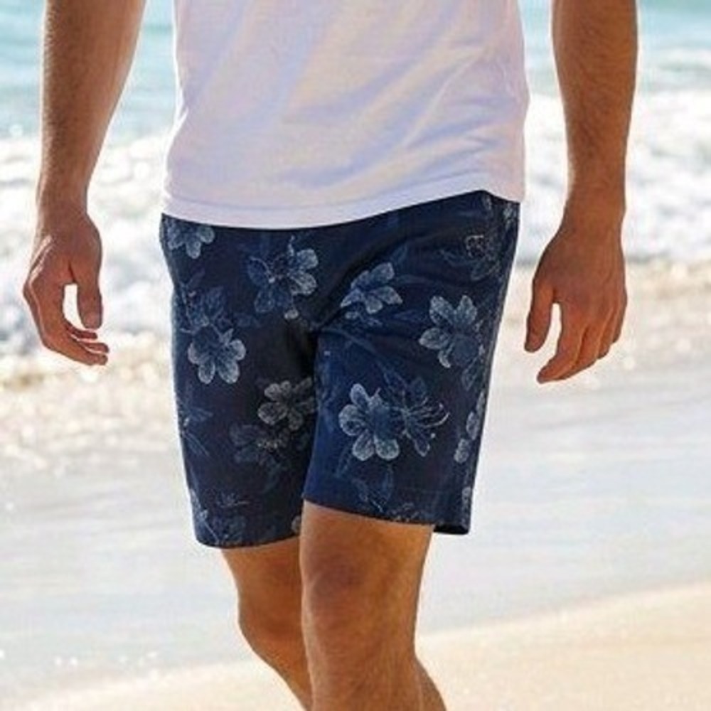 Polo Ralph Lauren Men Classic Fit Chino Shorts Navy Blue Floral Hibiscus 31 NWT